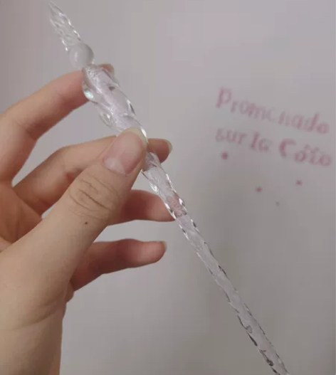 水晶玻璃笔蘸水笔套装金粉彩墨水星空沾水琉璃...