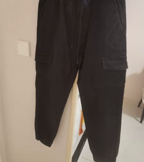 我老公闲置的工装裤  黑色秋冬季裤子  1...