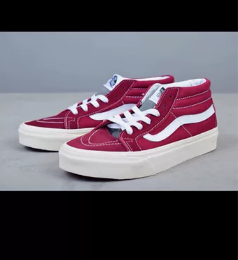 vans酒红 mid高帮 全新 原盒正品 ...