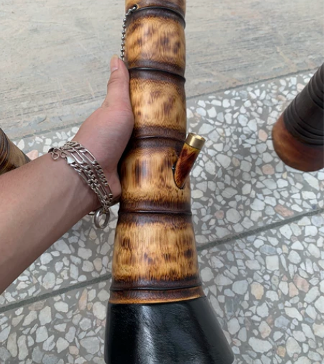 竹子水烟筒车载便携短款玉石口水烟具实木高端...