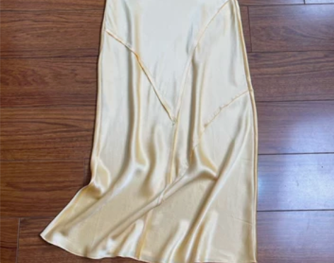 夏季真丝缎简约修身包臀高腰显瘦A字鱼尾裙百...