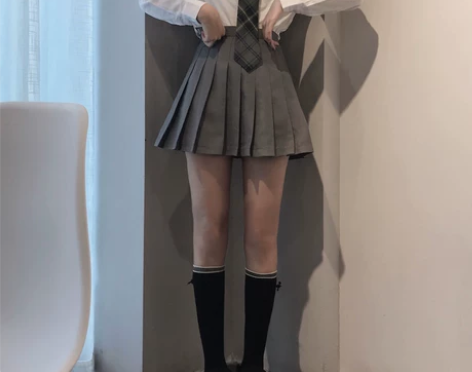 秋季复古港风chic学院风百褶松高腰短裙 ...