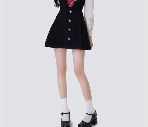 校园小说女主 假两件连衣裙女秋学院风长袖百...