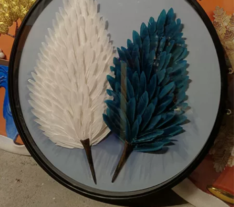 圆形羽毛实物装饰画向往美好（纯手工）， 客...