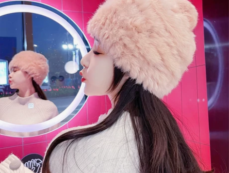 秋冬新款兔毛帽子皮草女韩版时尚潮毛绒帽毛线...