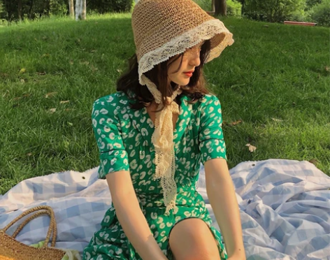 法式小清新蕾丝花边韩版ins萝莉遮阳草帽女...