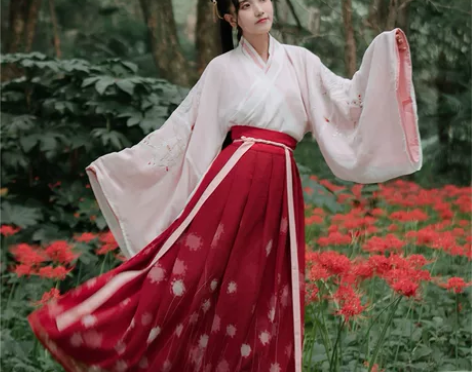 【红笺】梨花渡原创汉服女魏晋风女红色交领齐...