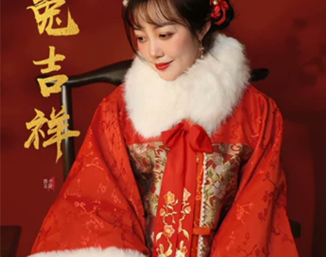 听月小筑兔兔吉祥原创女冬毛领加绒国风