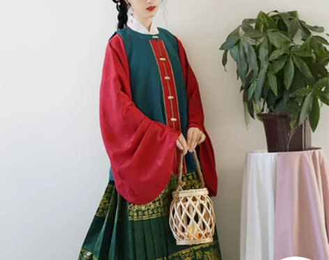 兰若庭 汉服 明制 比甲 圆领 百搭 袄裙...