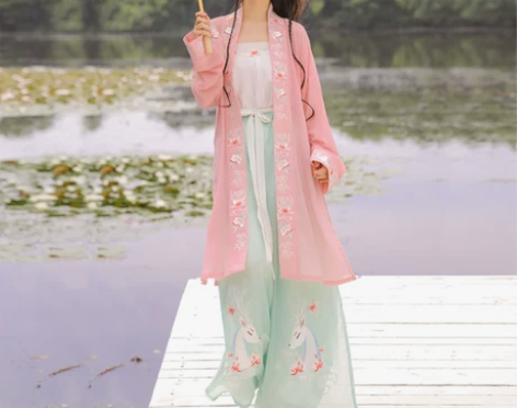 裳云兮《麋鹿》宋制汉服女宋裤三件套刺绣褙子...