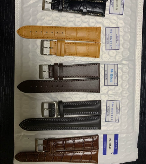 西铁城光动能表带真皮21mm通用头层牛皮表...