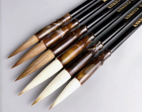 新品正品狼羊兼毫书法大中小楷毛笔套装文房四...