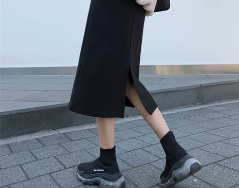 ?小个子西装半身裙女垂感夏季黑色包臀A字一...