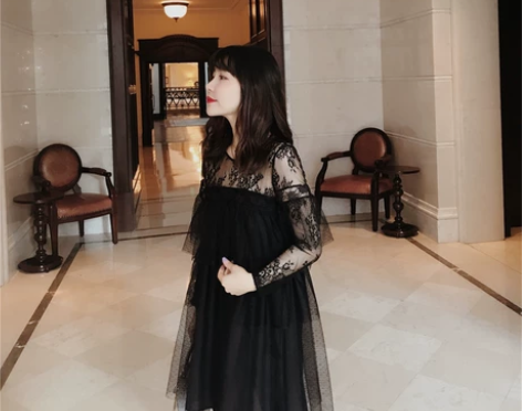 黑色蕾丝连衣裙 蓬蓬裙,就穿过一次,几乎全...