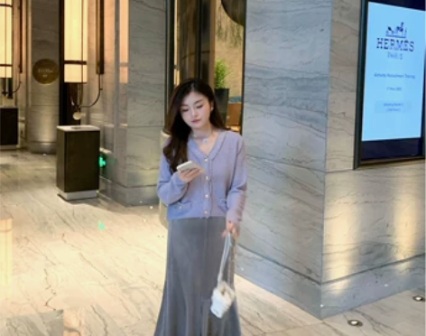 ?现货!脚趾筋冬赫本日记霞光丝绒鱼尾裙女显...