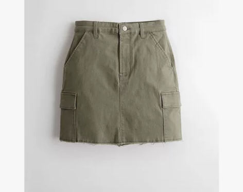 ?Hollister经典弹力高腰工装风短裙...