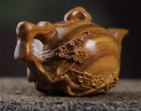 低价处理绿檀手把件木雕梅花茶壶把把壶手把件...