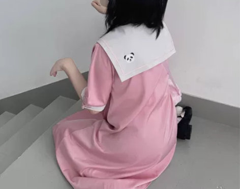 【出】葱葱大厨房功夫囧囧中华海军风盘扣连衣...