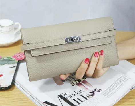 欢乐颂安迪刘涛凯莉同款锁扣荔枝纹头层牛皮手...