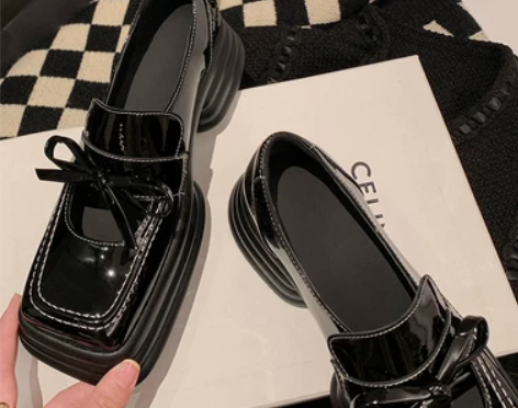 大表哥家女鞋 原创真皮蝴蝶结厚底单鞋女春粗...