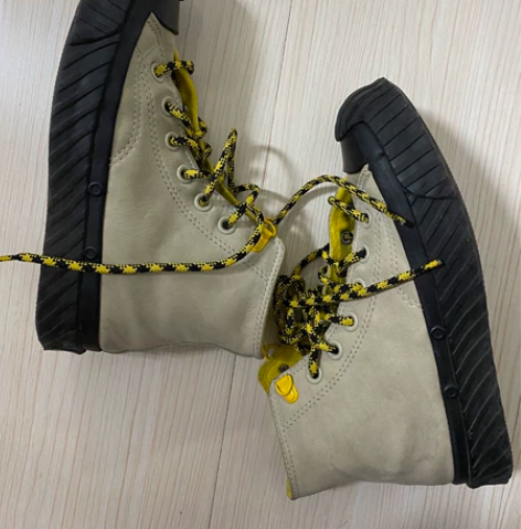 保真匡威军旅风工装风夹棉皮面帆布鞋 外面很...