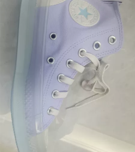 正品匡威高帮帆布鞋，超轻果冻底，香芋紫，高...