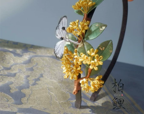 糖豆儿 桂花蝴蝶真丝缠花发簪发箍汉阳折衷 ...