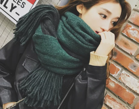 超大围巾 双面款，灰＋绿不退换