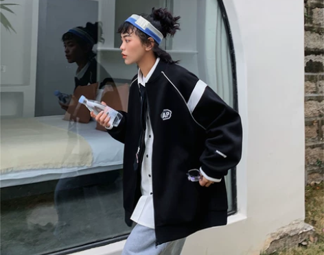 BLACK自制 棒球服女春季新款宽松韩版学...