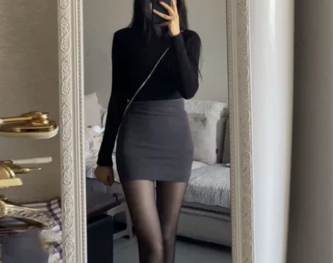 灰色高腰修身显瘦半身裙弹力辣妹包臀裙女 灰...