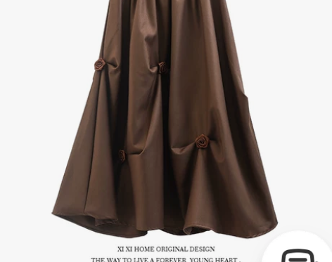 不规则立体花朵皱褶半身裙蓬蓬花苞裙中长款显...