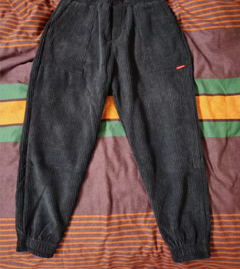 冬季加绒束口灯芯绒休闲裤卫裤。 藏青色，加...