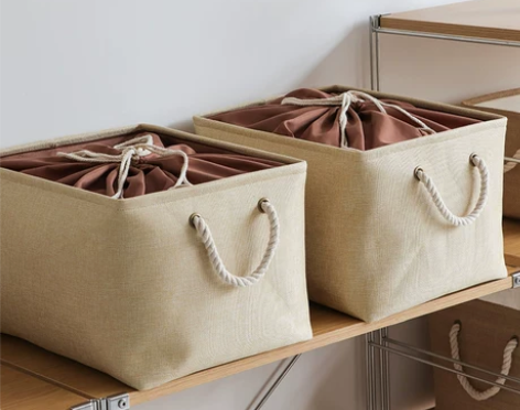 收纳箱 圆本 束口袋加厚可折叠棉麻布艺装衣...