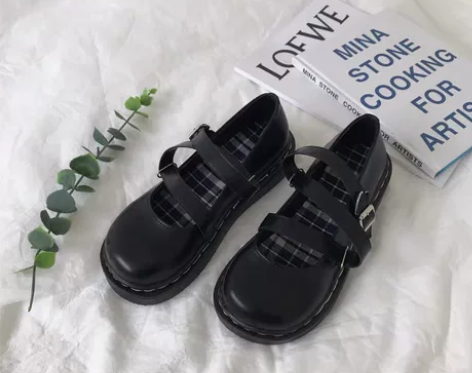 复古小皮鞋女 百搭原宿软妹大头娃娃鞋 全新...