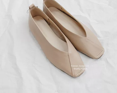 SANSAN韩国官网代购 甜美方头芭蕾舞平...