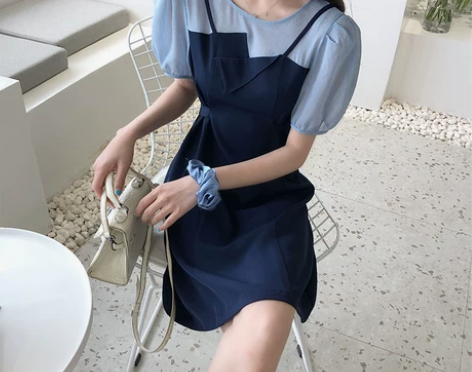 法式小众连衣裙2020新款夏轻熟风桔梗女神...