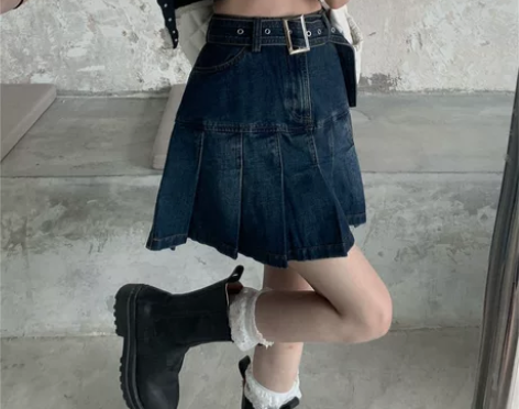 牛仔半身裙女夏季美式复古高腰设计感小众辣妹...