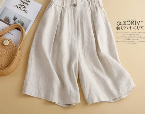 清仓捡漏~专柜撤回大牌剪标女亚麻短裤五分裤...