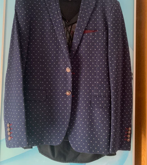 男士休闲西装 L2潮牌  藏青色L码 2个...