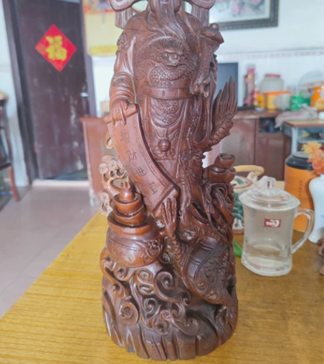 木雕手工艺财神爷，尺寸45X22x12，十...