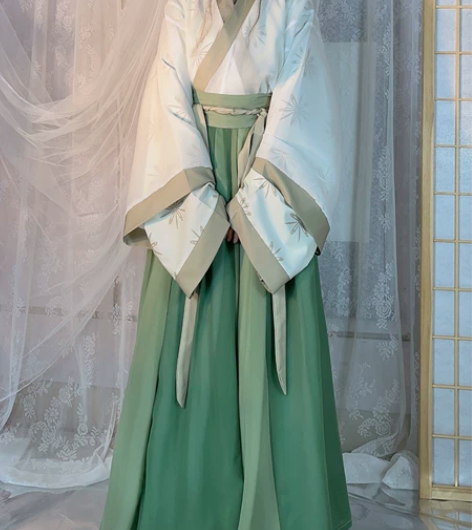 原创晋制汉服女青青子衿魏晋风交领齐腰襦裙一...