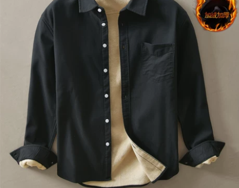 秋冬季加厚加绒衬衫男装长袖休闲纯棉衬衣潮流...