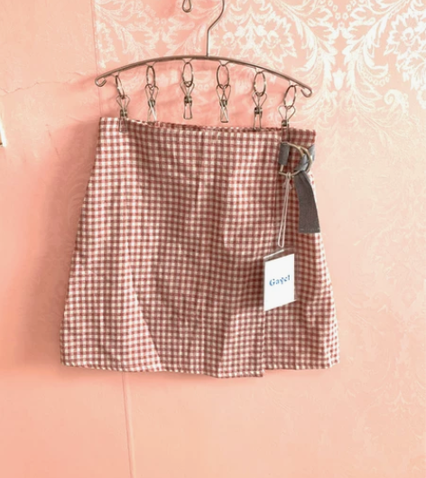 格子半身裙夏季少女甜美百搭高腰bm风减龄A...