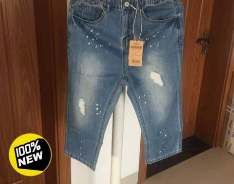 巴拉巴拉七分牛仔裤中大童 全新正品带吊牌，...