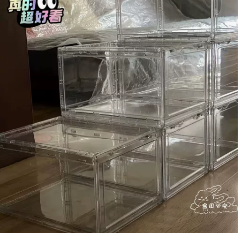 磁吸硬塑料透明抽屉式鞋盒鞋子收纳盒宿舍神器...