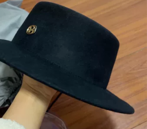 印计谷羽 平顶羊毛呢小礼帽女英伦复古逛街气...