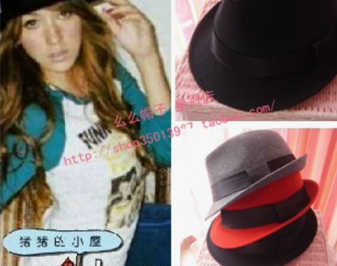 么么帽子冲双皇冠 四色呢料礼帽爵士帽 搭配...