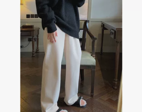 杜小宅防风裤垂感阔腿裤女秋冬新款高腰显瘦直...
