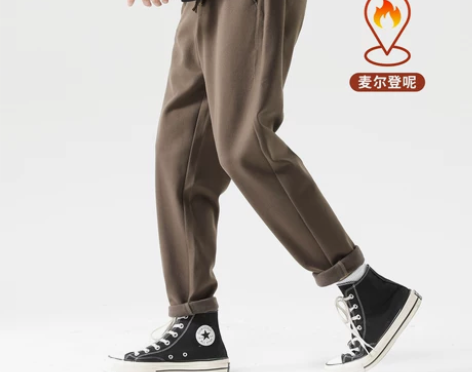 布衣传说 重磅麦尔登毛呢 秋冬款休闲裤子男...