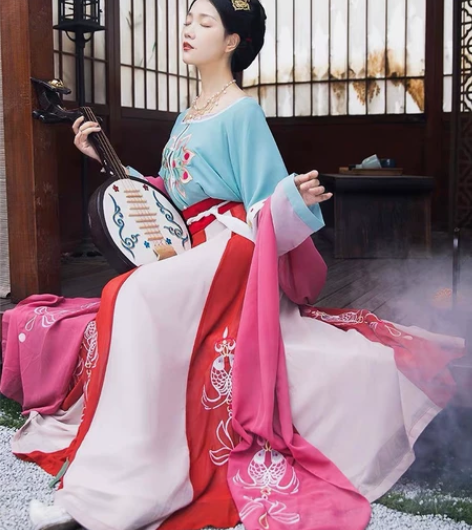 柒邑【双鱼衍】原创正领汉服女坦领三件套齐腰...